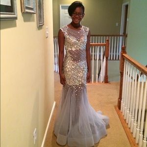 Ice blue, crystal pageant and prom dress
